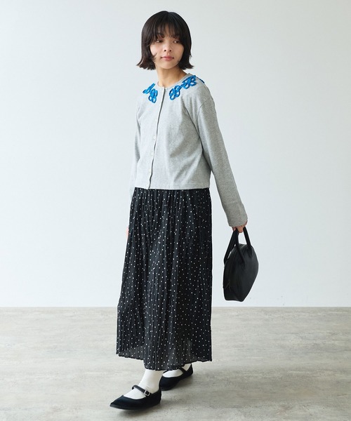 bulle de savon（ビュルデサボン）の「△くるくるはなテープ刺繍 カーディガン（Tシャツ/カットソー・レディース・ブラック/グレー・FREE）」の15枚目の写真