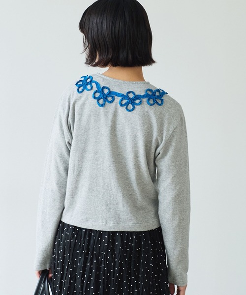 bulle de savon（ビュルデサボン）の「△くるくるはなテープ刺繍 カーディガン（Tシャツ/カットソー・レディース・ブラック/グレー・FREE）」の8枚目の写真