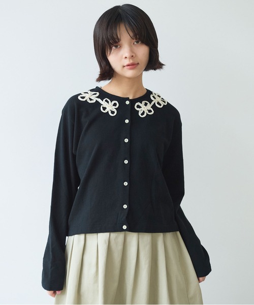bulle de savon（ビュルデサボン）の「△くるくるはなテープ刺繍 カーディガン（Tシャツ/カットソー・レディース・ブラック/グレー・FREE）」の17枚目の写真
