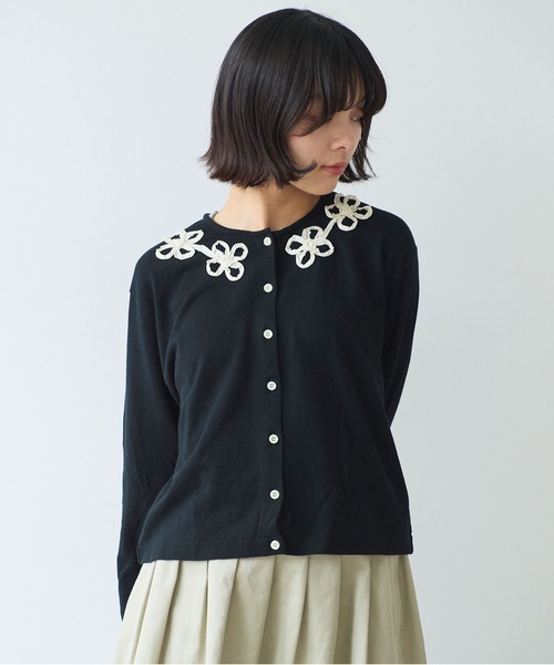 bulle de savon（ビュルデサボン）の「△くるくるはなテープ刺繍 カーディガン（Tシャツ/カットソー・レディース・ブラック/グレー・FREE）」の19枚目の写真