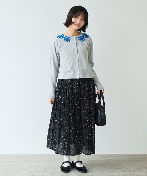 bulle de savon（ビュルデサボン）の「△くるくるはなテープ刺繍 カーディガン（Tシャツ/カットソー・レディース・ブラック/グレー・FREE）」の9枚目の写真