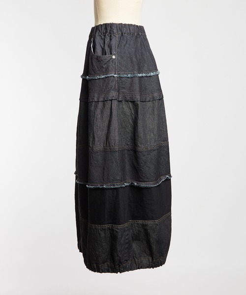 gomme（ゴム）の「8ozデニム　マルチSKT（デニムスカート・レディース・アイボリー/ブラック/インディゴブルー・MEDIUM）」の21枚目の写真