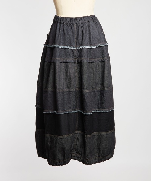 gomme（ゴム）の「8ozデニム　マルチSKT（デニムスカート・レディース・アイボリー/ブラック/インディゴブルー・MEDIUM）」の22枚目の写真