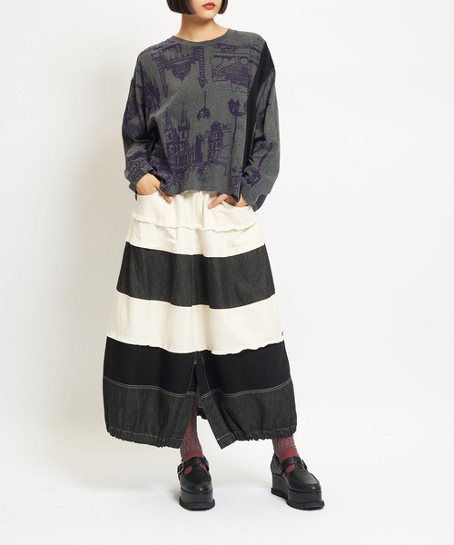 gomme（ゴム）の「8ozデニム　マルチSKT（デニムスカート・レディース・アイボリー/ブラック/インディゴブルー・MEDIUM）」の9枚目の写真