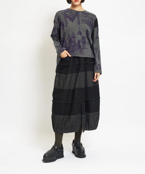 gomme（ゴム）の「8ozデニム　マルチSKT（デニムスカート・レディース・アイボリー/ブラック/インディゴブルー・MEDIUM）」の5枚目の写真