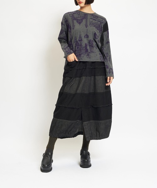 gomme（ゴム）の「8ozデニム　マルチSKT（デニムスカート・レディース・アイボリー/ブラック/インディゴブルー・MEDIUM）」の6枚目の写真