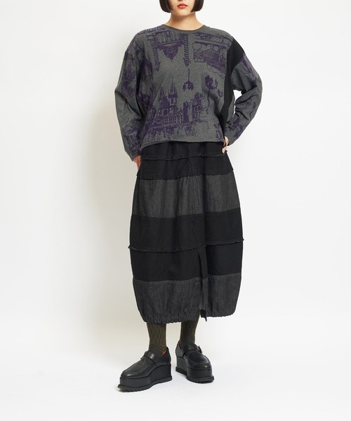 gomme（ゴム）の「8ozデニム　マルチSKT（デニムスカート・レディース・アイボリー/ブラック/インディゴブルー・MEDIUM）」の4枚目の写真