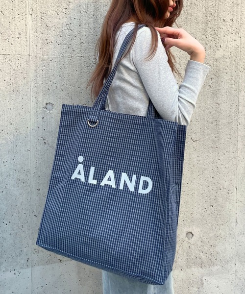 ALAND（エーランド）の「【UNISEX】ALAND／チェックマチトート（トートバッグ・レディース・ブラック/ブラウン/グレー/オフホワイト/ネイビー/ライトグレー・FREE）」の6枚目の写真