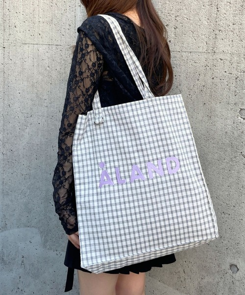 ALAND（エーランド）の「【UNISEX】ALAND／チェックマチトート（トートバッグ・レディース・ブラック/ブラウン/グレー/オフホワイト/ネイビー/ライトグレー・FREE）」の2枚目の写真