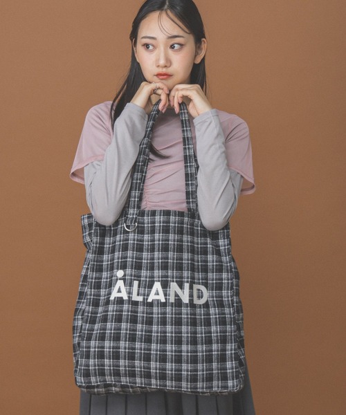 ALAND（エーランド）の「【UNISEX】ALAND／チェックマチトート（トートバッグ・レディース・ブラック/ブラウン/グレー/オフホワイト/ネイビー/ライトグレー・FREE）」の9枚目の写真