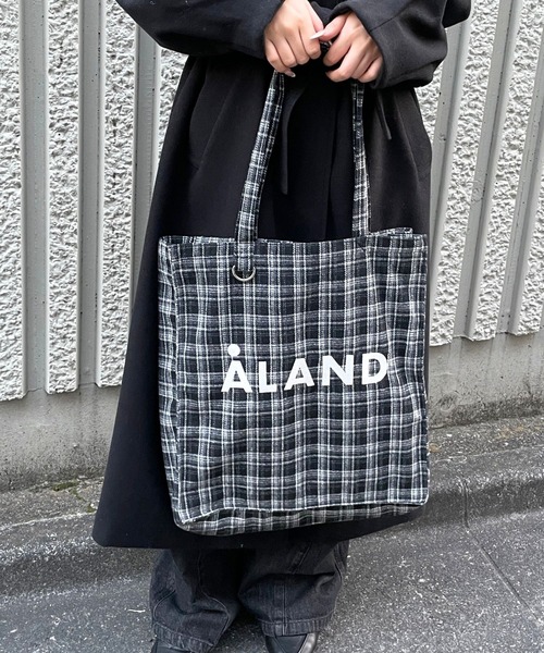 ALAND（エーランド）の「【UNISEX】ALAND／チェックマチトート（トートバッグ・レディース・ブラック/ブラウン/グレー/オフホワイト/ネイビー/ライトグレー・FREE）」の8枚目の写真