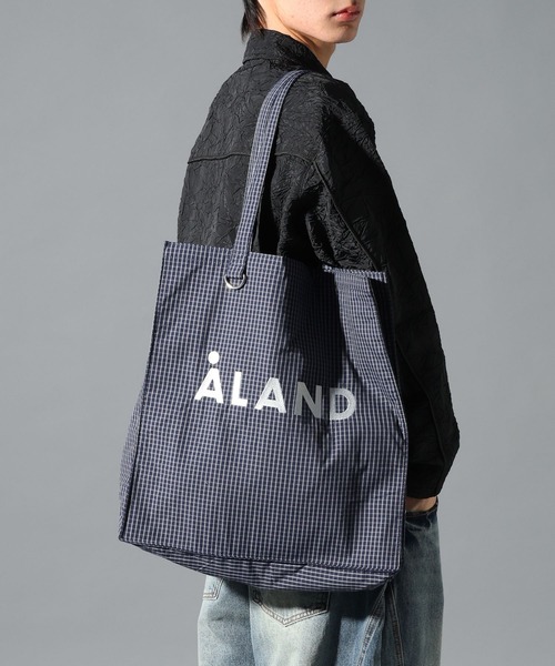 ALAND（エーランド）の「【UNISEX】ALAND／チェックマチトート（トートバッグ・レディース・ブラック/ブラウン/グレー/オフホワイト/ネイビー/ライトグレー・FREE）」の12枚目の写真
