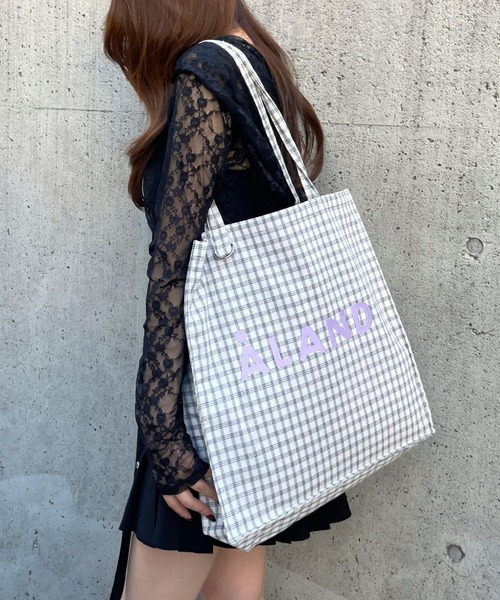ALAND（エーランド）の「【UNISEX】ALAND／チェックマチトート（トートバッグ・レディース・ブラック/ブラウン/グレー/オフホワイト/ネイビー/ライトグレー・FREE）」の22枚目の写真