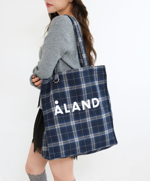 ALAND(エーランド)の「【UNISEX】ALAND/チェックマチトート(トートバッグ・レディース・ブラック/ブラウン/グレー/オフホワイト/ネイビー/ライトグレー・FREE)」の12枚目の写真