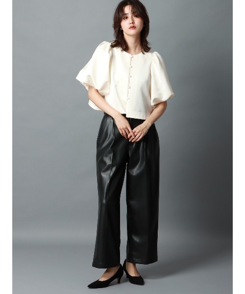 CIS.（シス）の「CIS． ワイドパンツ ハンドウォッシュ エコレザー 無地（その他パンツ・レディース・ブラック・34(5号)/36(7号)/38(9号)/40(11号)）」の3枚目の写真