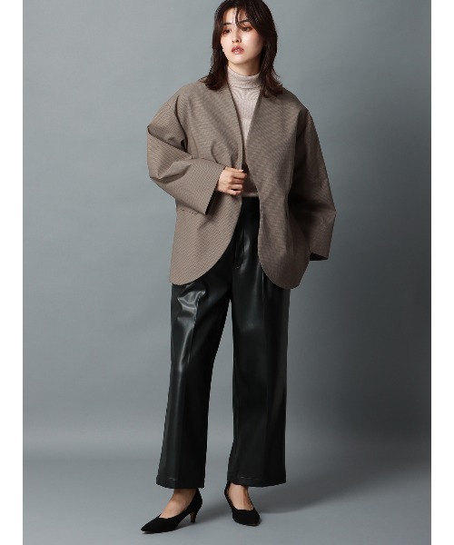 CIS.（シス）の「CIS． ワイドパンツ ハンドウォッシュ エコレザー 無地（その他パンツ・レディース・ブラック・34(5号)/36(7号)/38(9号)/40(11号)）」の4枚目の写真