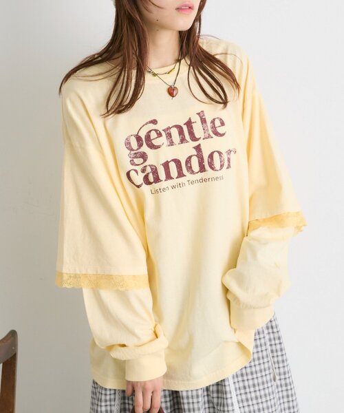 w closet（ダブルクローゼット）の「【25AW】袖レースレイヤードロンＴ（Tシャツ/カットソー・レディース・サックスブルー/イエロー/アイボリー・FREE）」の3枚目の写真