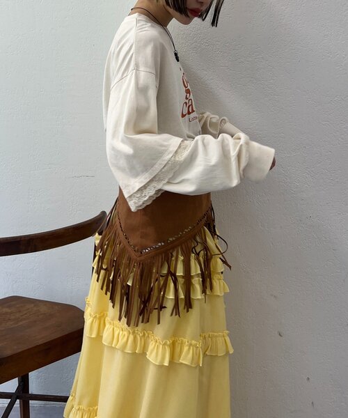 w closet（ダブルクローゼット）の「【25AW】袖レースレイヤードロンＴ（Tシャツ/カットソー・レディース・サックスブルー/イエロー/アイボリー・FREE）」の8枚目の写真