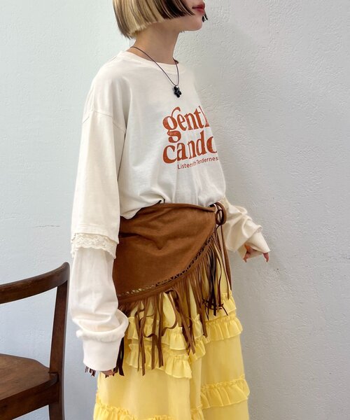 w closet（ダブルクローゼット）の「【25AW】袖レースレイヤードロンＴ（Tシャツ/カットソー・レディース・サックスブルー/イエロー/アイボリー・FREE）」の9枚目の写真