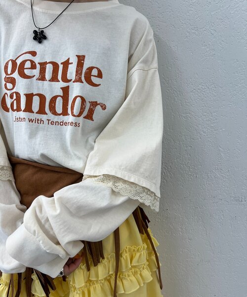 w closet（ダブルクローゼット）の「【25AW】袖レースレイヤードロンＴ（Tシャツ/カットソー・レディース・サックスブルー/イエロー/アイボリー・FREE）」の11枚目の写真