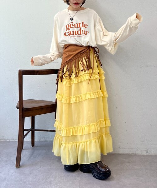 w closet（ダブルクローゼット）の「【25AW】袖レースレイヤードロンＴ（Tシャツ/カットソー・レディース・サックスブルー/イエロー/アイボリー・FREE）」の12枚目の写真