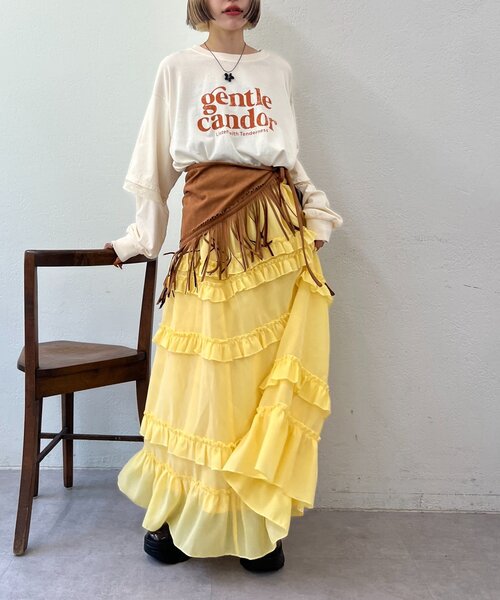 w closet（ダブルクローゼット）の「【25AW】袖レースレイヤードロンＴ（Tシャツ/カットソー・レディース・サックスブルー/イエロー/アイボリー・FREE）」の13枚目の写真