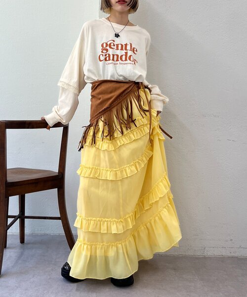 w closet（ダブルクローゼット）の「【25AW】袖レースレイヤードロンＴ（Tシャツ/カットソー・レディース・サックスブルー/イエロー/アイボリー・FREE）」の14枚目の写真