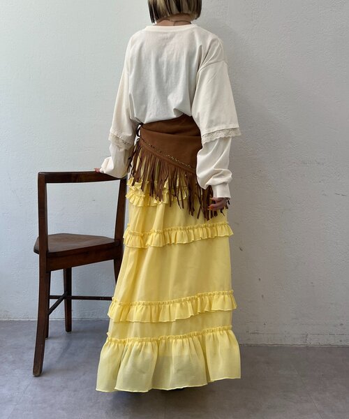 w closet（ダブルクローゼット）の「【25AW】袖レースレイヤードロンＴ（Tシャツ/カットソー・レディース・サックスブルー/イエロー/アイボリー・FREE）」の16枚目の写真