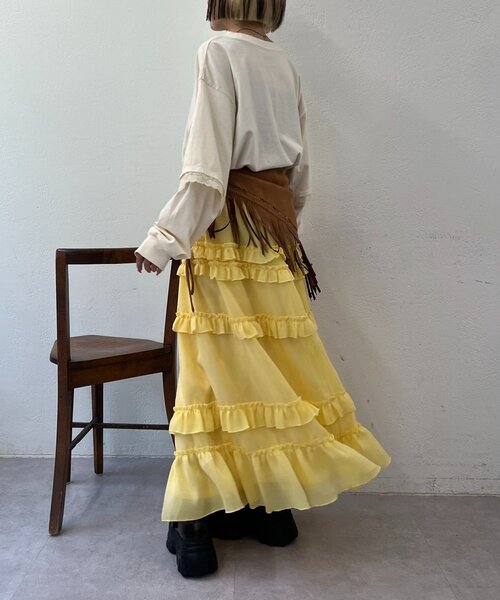 w closet（ダブルクローゼット）の「【25AW】袖レースレイヤードロンＴ（Tシャツ/カットソー・レディース・サックスブルー/イエロー/アイボリー・FREE）」の17枚目の写真