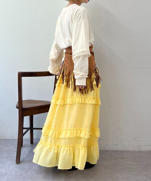 w closet（ダブルクローゼット）の「【25AW】袖レースレイヤードロンＴ（Tシャツ/カットソー・レディース・サックスブルー/イエロー/アイボリー・FREE）」の18枚目の写真