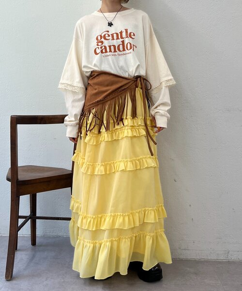 w closet（ダブルクローゼット）の「【25AW】袖レースレイヤードロンＴ（Tシャツ/カットソー・レディース・サックスブルー/イエロー/アイボリー・FREE）」の20枚目の写真