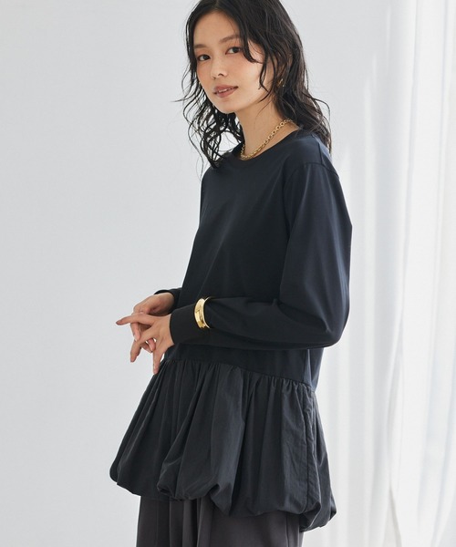 BARNYARDSTORM(バンヤードストーム)の「BARNYARDSTORM / 裾バルーンプルオーバー/マシンウォッシャブル(Tシャツ/カットソー・レディース・ブラック/ホワイト・FREE)」の2枚目の写真