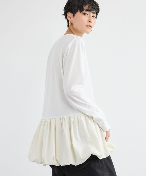 BARNYARDSTORM(バンヤードストーム)の「BARNYARDSTORM / 裾バルーンプルオーバー/マシンウォッシャブル(Tシャツ/カットソー・レディース・ブラック/ホワイト・FREE)」の16枚目の写真