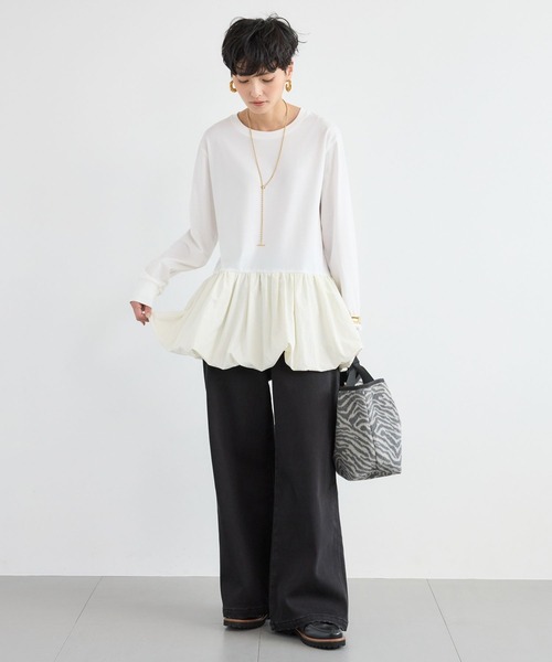 BARNYARDSTORM(バンヤードストーム)の「BARNYARDSTORM / 裾バルーンプルオーバー/マシンウォッシャブル(Tシャツ/カットソー・レディース・ブラック/ホワイト・FREE)」の10枚目の写真