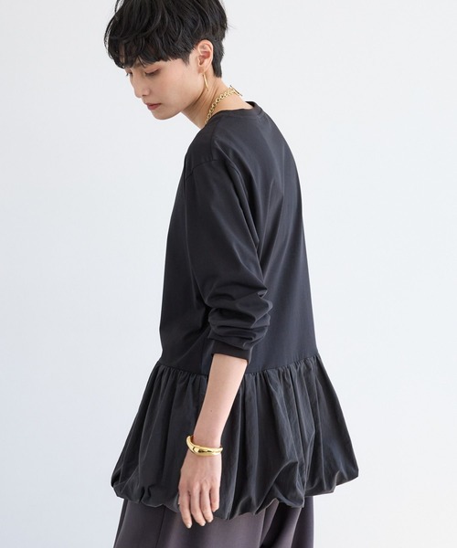 BARNYARDSTORM(バンヤードストーム)の「BARNYARDSTORM / 裾バルーンプルオーバー/マシンウォッシャブル(Tシャツ/カットソー・レディース・ブラック/ホワイト・FREE)」の6枚目の写真