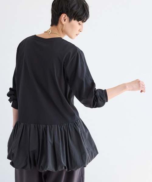 BARNYARDSTORM(バンヤードストーム)の「BARNYARDSTORM / 裾バルーンプルオーバー/マシンウォッシャブル(Tシャツ/カットソー・レディース・ブラック/ホワイト・FREE)」の5枚目の写真