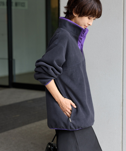 WILD THINGS(ワイルドシングス)の「別注【WILD THINGS/ワイルドシングス】フリースプルオーバー(ブルゾン・レディース・レッド/ネイビー/ブラック・MEDIUM)」の5枚目の写真