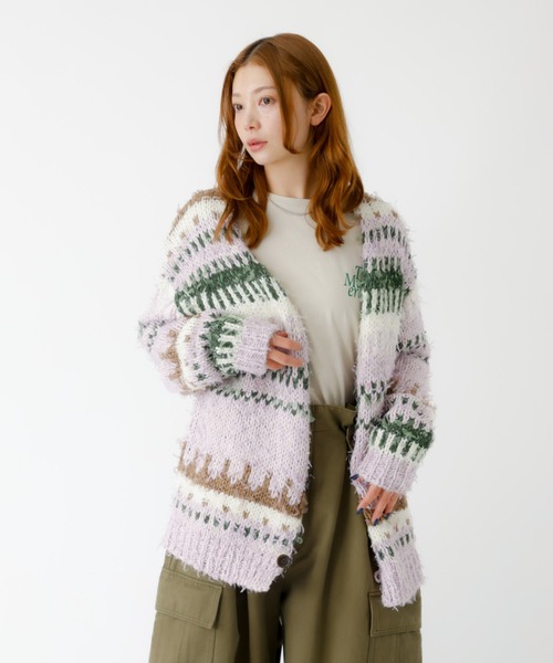 Johnbull（ジョンブル）の「【JOHNBULL/ジョンブル】ファンシーカーディガン /ニットカーディガン / ファンシーヤーン【WEB限定】（カーディガン/ボレロ・レディース・ラベンダー/ネイビー・フリー）」の5枚目の写真