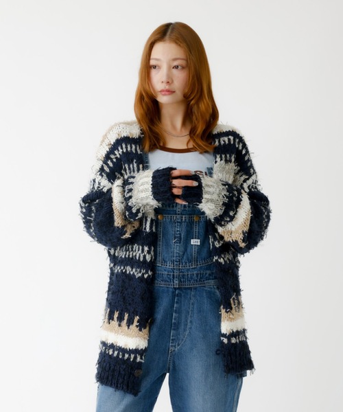 Johnbull（ジョンブル）の「【JOHNBULL/ジョンブル】ファンシーカーディガン /ニットカーディガン / ファンシーヤーン【WEB限定】（カーディガン/ボレロ・レディース・ラベンダー/ネイビー・フリー）」の9枚目の写真