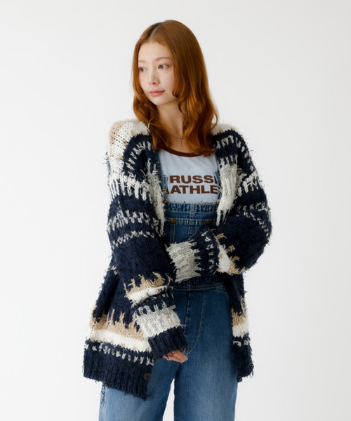 Johnbull（ジョンブル）の「【JOHNBULL/ジョンブル】ファンシーカーディガン /ニットカーディガン / ファンシーヤーン【WEB限定】（カーディガン/ボレロ・レディース・ラベンダー/ネイビー・フリー）」の11枚目の写真