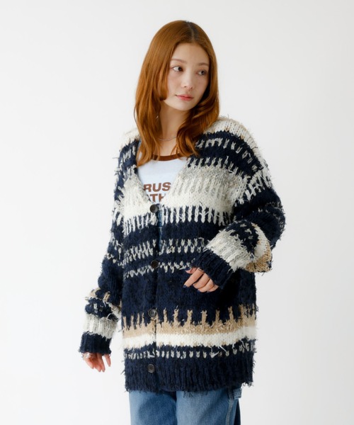 Johnbull（ジョンブル）の「【JOHNBULL/ジョンブル】ファンシーカーディガン /ニットカーディガン / ファンシーヤーン【WEB限定】（カーディガン/ボレロ・レディース・ラベンダー/ネイビー・フリー）」の14枚目の写真