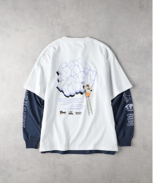 Right-on（ライトオン）の「BEN DAVIS レイヤードロングスリーブプリントＴシャツ（その他トップス・メンズ・ネイビー/ホワイト/ブラック・L/M/XL）」の4枚目の写真