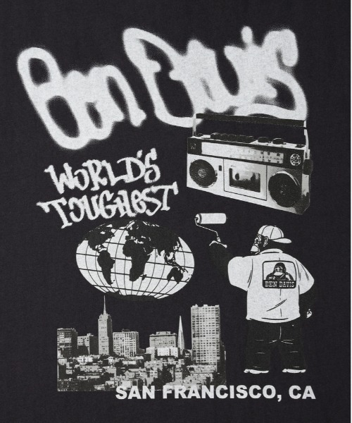 Right-on（ライトオン）の「BEN DAVIS レイヤードロングスリーブプリントＴシャツ（その他トップス・メンズ・ネイビー/ホワイト/ブラック・L/M/XL）」の8枚目の写真