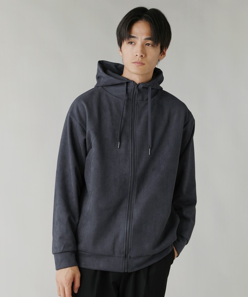 LIL VENDARS（リルヴェンダース）の「Buyer's Select/フェイクスウェードハイネックフルジップパーカー（パーカー・メンズ・ライトグレー/スミクロ/ブルー・L/LL/M）」の2枚目の写真