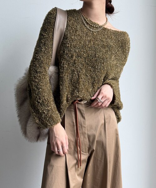 リボンヤーンフェザープルオーバー（ニット/セーター）｜DouDou