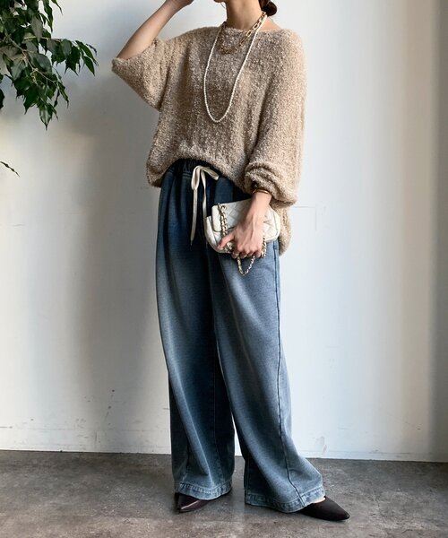 リボンヤーンフェザープルオーバー（ニット/セーター）｜DouDou