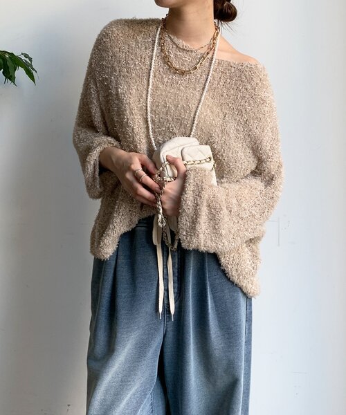 リボンヤーンフェザープルオーバー（ニット/セーター）｜DouDou