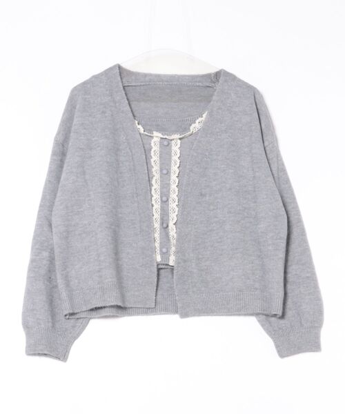 STAY MOTION（ステイモーション）の「【WEB限定】ニットカーディガン+レースキャミアンサンブル［韓国ファッション ガーリー］（カーディガン/ボレロ・レディース・ブラック/アイボリー/グレー・F）」の15枚目の写真