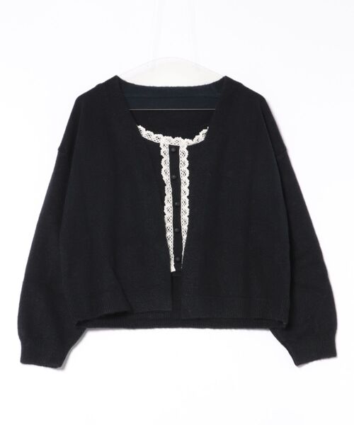 STAY MOTION（ステイモーション）の「【WEB限定】ニットカーディガン+レースキャミアンサンブル［韓国ファッション ガーリー］（カーディガン/ボレロ・レディース・ブラック/アイボリー/グレー・F）」の16枚目の写真