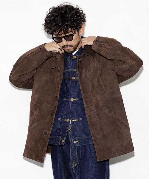 セール】Goat Leather スエード カーコート/ハーフコート（ブルゾン